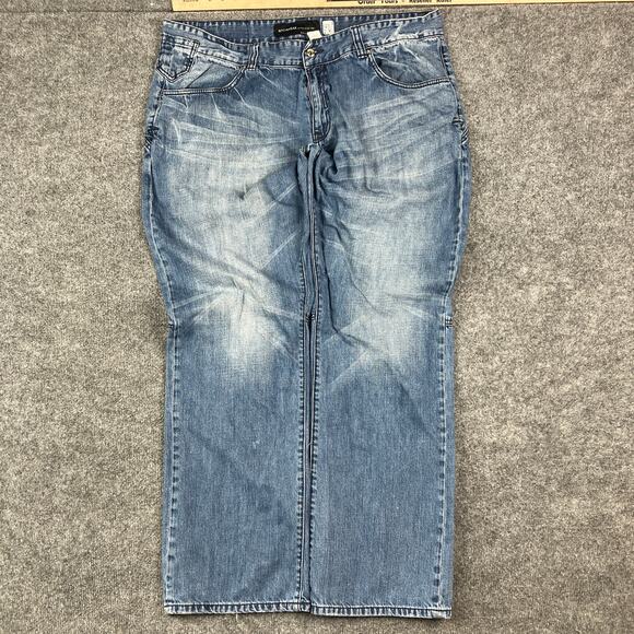 Rocawear Jeans Mens Size 42 Baggy Fit Blue Distressed Washed Hip Hop Denim Y2K